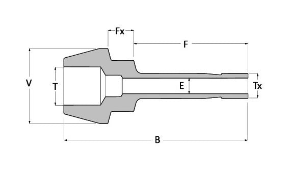 Unilok Reducing Port Connector - 316 SS, 1/4 Tube Stub x 1/2 Port Connector - Image 2