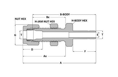 Unilok Bulkhead Tube Stub Adapter - C-276, 1/8 TF x 1/8 Tube Stub - Image 2
