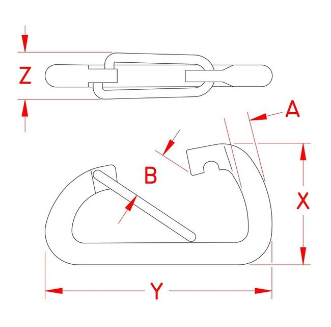 Grade 316 Stainless Steel Asymmetrical Wire Lever Clip - Image 2