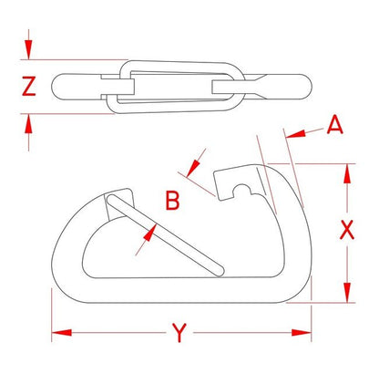Grade 316 Stainless Steel Asymmetrical Wire Lever Clip - Image 2