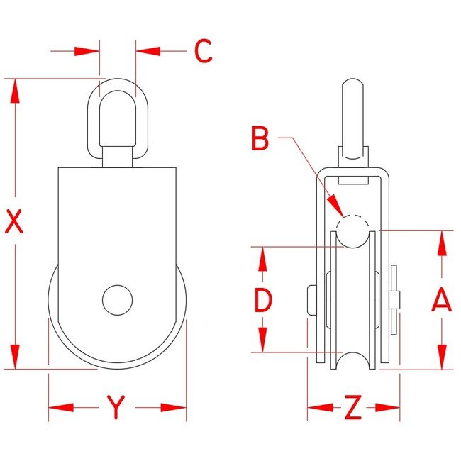 Heavy Duty Square Swivel Rope Block - Image 2