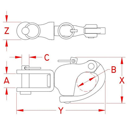Grade 316 Stainless Steel Jaw Swivel Snap Shackle - Image 2