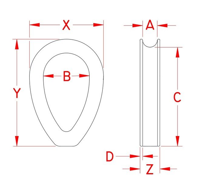 Grade 304 Stainless Steel Extra Heavy Duty Thimble - 5/8 in - Image 2