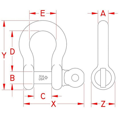 Suncor US Anchor Shackle 316 Stainless Steel - Image 2