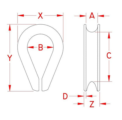 Grade 316 Stainless Steel Heavy Duty Thimble - Image 2