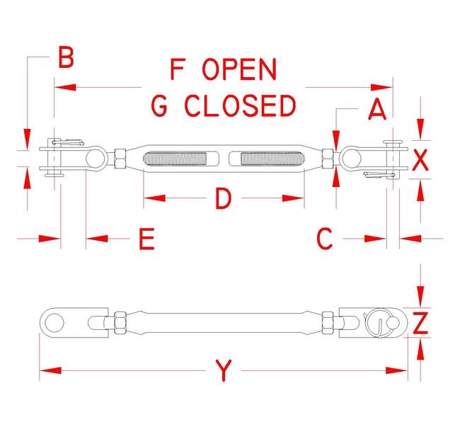 Suncor Chromed Bronze Body Toggle Turnbuckle - Image 2