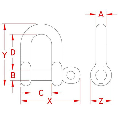 Grade 316 Stainless Steel Straight D Shackle with Captive Pin - Image 2