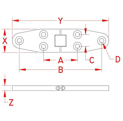 Heavy Duty Wide Strap Hinge - 316 Stainless Steel - Image 2