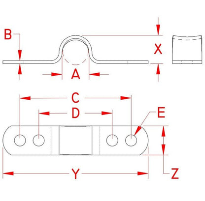Stainless Steel 4 Hole Eye Strap - Suncor, 3/8 in - Image 2