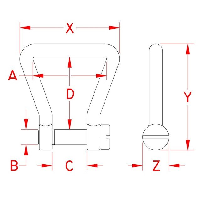 316 Stainless Steel Webbing Shackles, 1 inch - Image 2