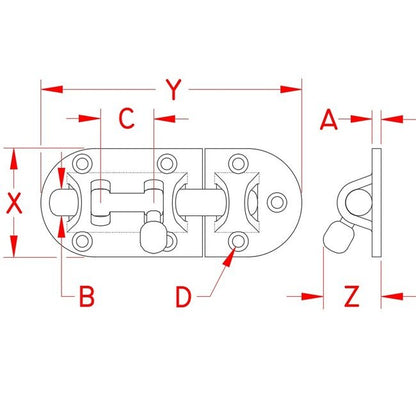 316 Stainless Steel Heavy Duty Barrel Bolt - Image 2