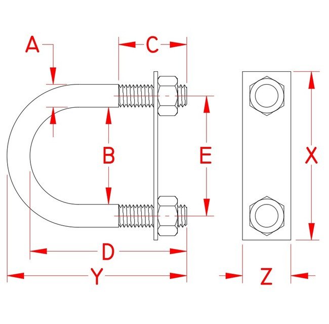 Stainless Steel U-Bolt with Plate - Suncor - Image 2