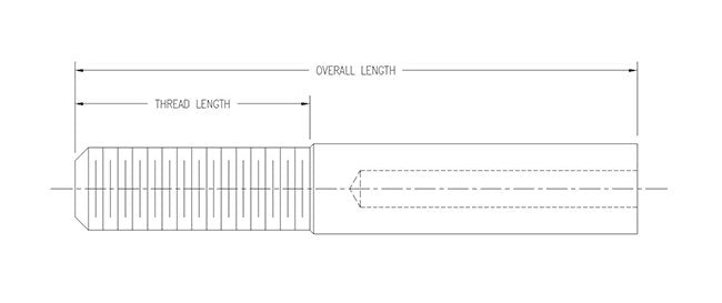 2.500 Inch (in) Overall Length, 5/32 Inch (in) Cable Diameter, and 1/4-20 Thread Size Stainless Steel Stud - Image 2