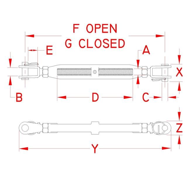316 Stainless Steel Cast Jaw and Jaw Turnbuckle with Nut - Image 2