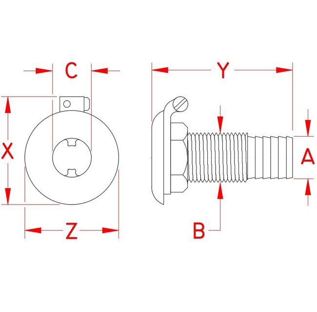 Suncor Thru-Hull Hose Connect - 316 Stainless Steel - Image 2