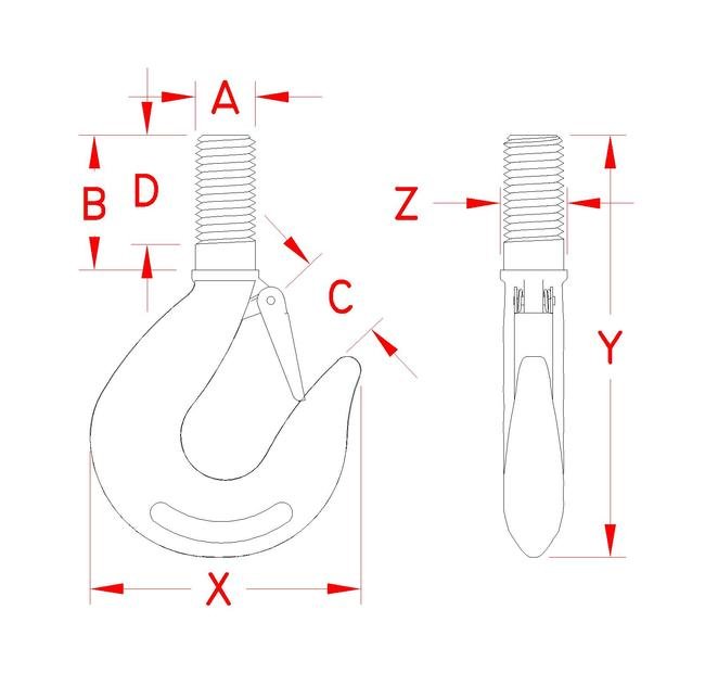 316 Stainless Steel Threaded Shank Hook - Image 2