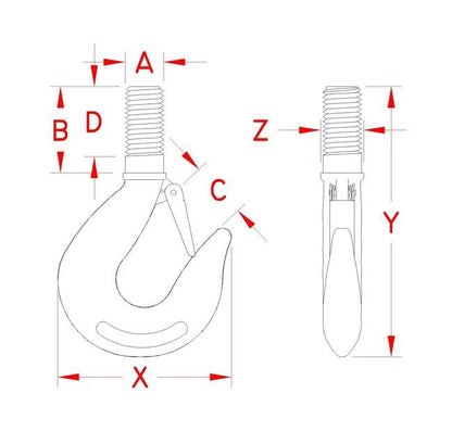 316 Stainless Steel Threaded Shank Hook - Image 2