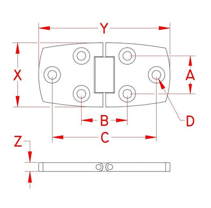 Suncor Heavy Duty Flush Door Hinge - Grade 316 Stainless Steel - Image 2