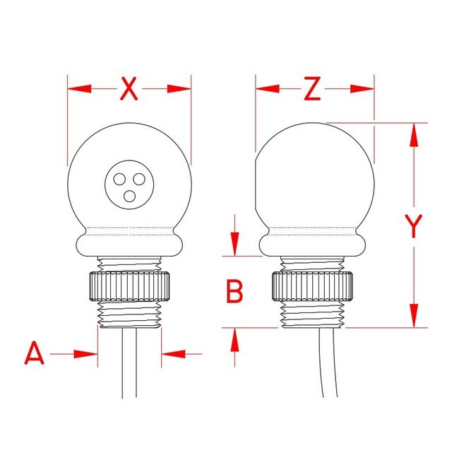 Suncor Tri Star Ball LED Light, 3-LED 12V in Red/White, Stainless Steel Housing - Image 2