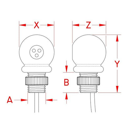 Suncor Tri Star Ball LED Light, 3-LED 12V in Red/White, Stainless Steel Housing - Image 2