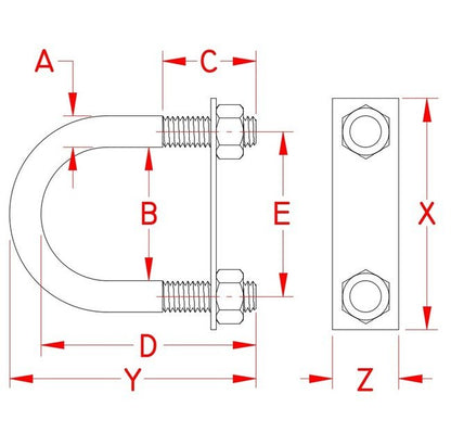 304 Stainless Steel U-Bolt with Plate Kit - Image 2