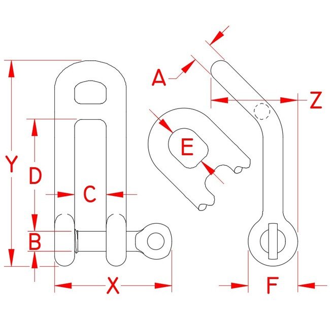 Marine Grade Stainless Steel Headboard Shackle with Captive Pin - Image 2