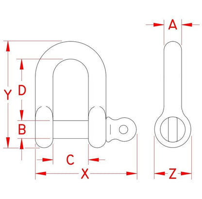 Suncor Straight D Shackle with Screw Pin - 316 Stainless Steel - Image 2