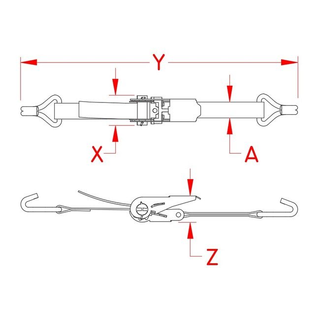 Stainless Steel Ratchet Assembly with "J" Hook - 1-1/2 in - Image 2