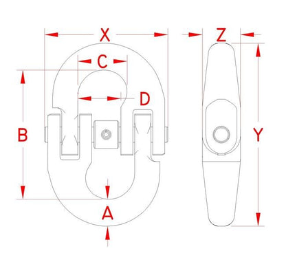 Suncor Hammerlock Link - Grade 316-NM Stainless Steel, Drop Forged, MIL-DTL-32655 Compliant - Image 2