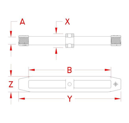 316 Stainless Steel Open Body Turnbuckle - Image 2