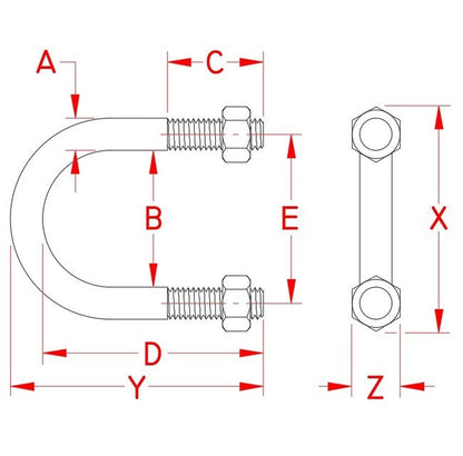 Suncor Stainless Steel U-Bolt (UNC Thread) - 304 Grade, Corrosion-Resistant - Image 2