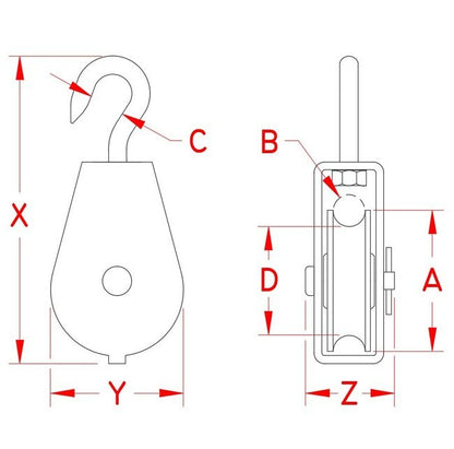 Stainless Steel Swivel Block with Hook - 750 lb WLL, Grade 304 - Image 2