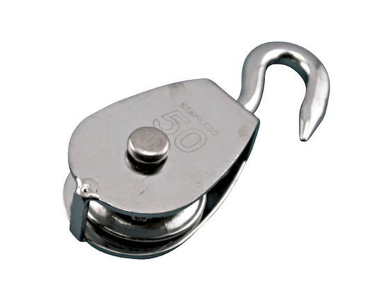 Stainless Steel Swivel Block with Hook - 750 lb WLL, Grade 304 - Image 1