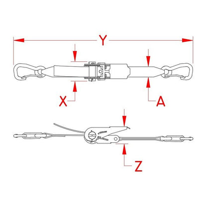 Stainless Steel Ratchet Assembly with Clips - Image 2