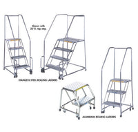 Stainless Steel Spring Loaded Rolling Ladder - 20"W x 25"L