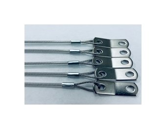 0.125 Inch (in) Pinhole (A) and 0.125 Inch (in) Cable Hole (B) Stainless Steel Rectangular Lanyard Tab - Image 1