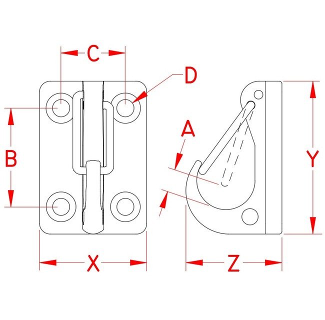 316 Stainless Steel Wall/Ceiling Clips with Webbing Shackle Attachment Hole - Image 2