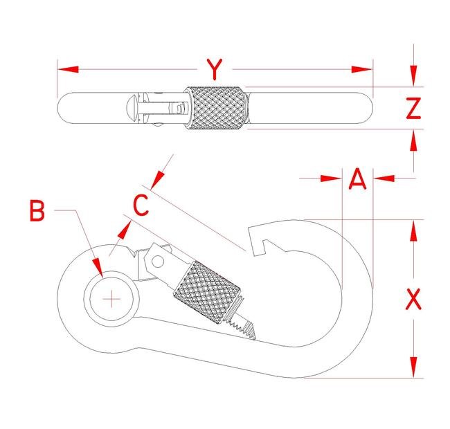 Grade 316 Stainless Steel Screw Lock Spring Clip with Eye - Image 2