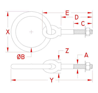 316 Stainless Steel Shoulder Ring Bolt with Nut and Washer - Image 2