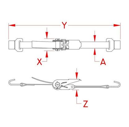 Industrial-Grade Ratchet Assembly with Flat Hook – Stainless Steel/Nylon - Image 2