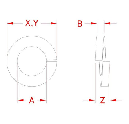 316 Stainless Steel Split Lock Washer, Size #14 | 1/4 inch - Image 2