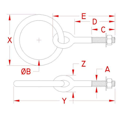 316 Stainless Steel Plain Ring Bolt UNC Thread - Marine & Industrial Grade - Image 2