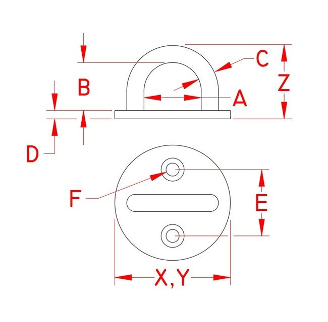 Stainless Steel Round Pad Eye - 2 Inch, 600 lb Working Load Limit - Image 2