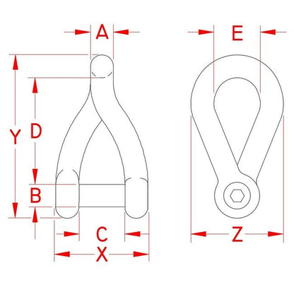 316 Stainless Steel Twist Shackle with No Snag Pin - Image 2