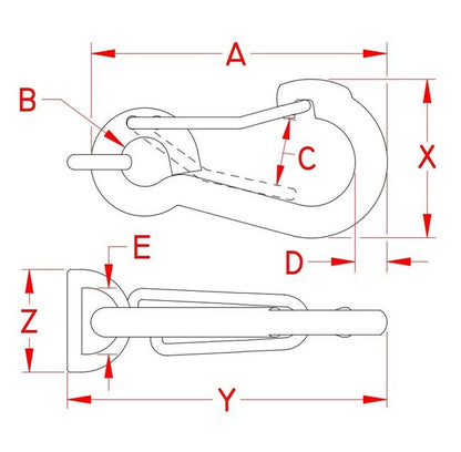 Stainless Steel Harness Clip with 'D' Rings 3-1/4" - Image 2