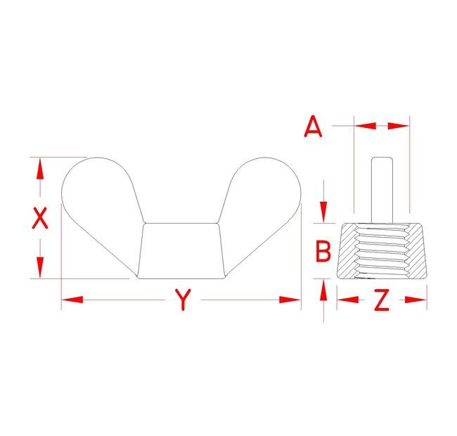Suncor Stainless Steel Wing Nut - Grade 304 UNC Threads - Image 2