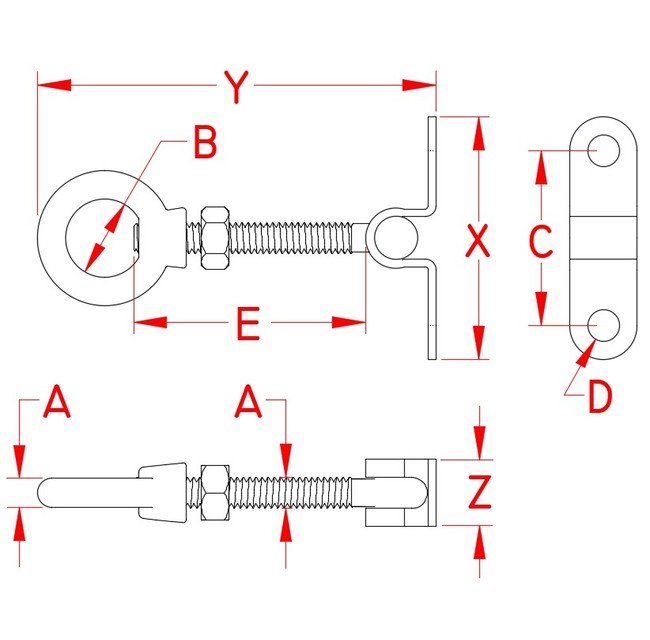 316 Stainless Steel Wall Toggle Eye Bolt with 180-Degree Pivot - Image 2