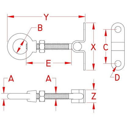 316 Stainless Steel Wall Toggle Eye Bolt with 180-Degree Pivot - Image 2