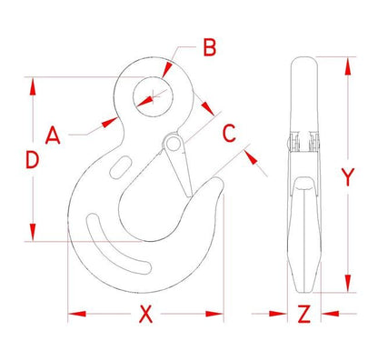 Stainless Steel Eye Slip Hook with Removable Latch - 316 Grade - Image 2