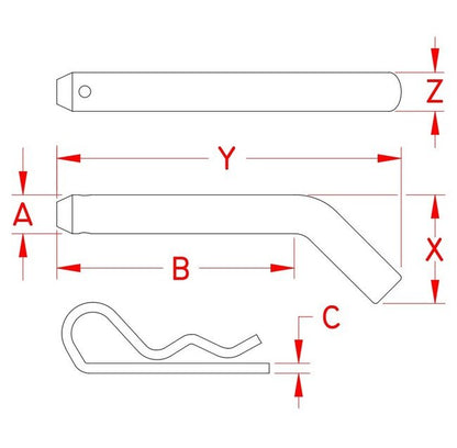 Heavy Duty Stainless Steel Trailer Pin for Square Receiver Hitch - Suncor - Image 2